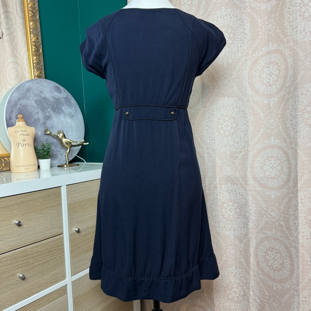 Silence + Noise Navy Midi Dress with Button Accents - Picture 3 of 9